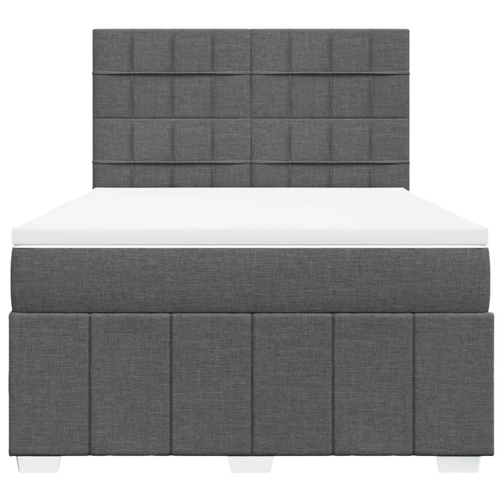VidaXL Boxspringbett mit Matratze Dunkelgrau 140x200 cm Stoff