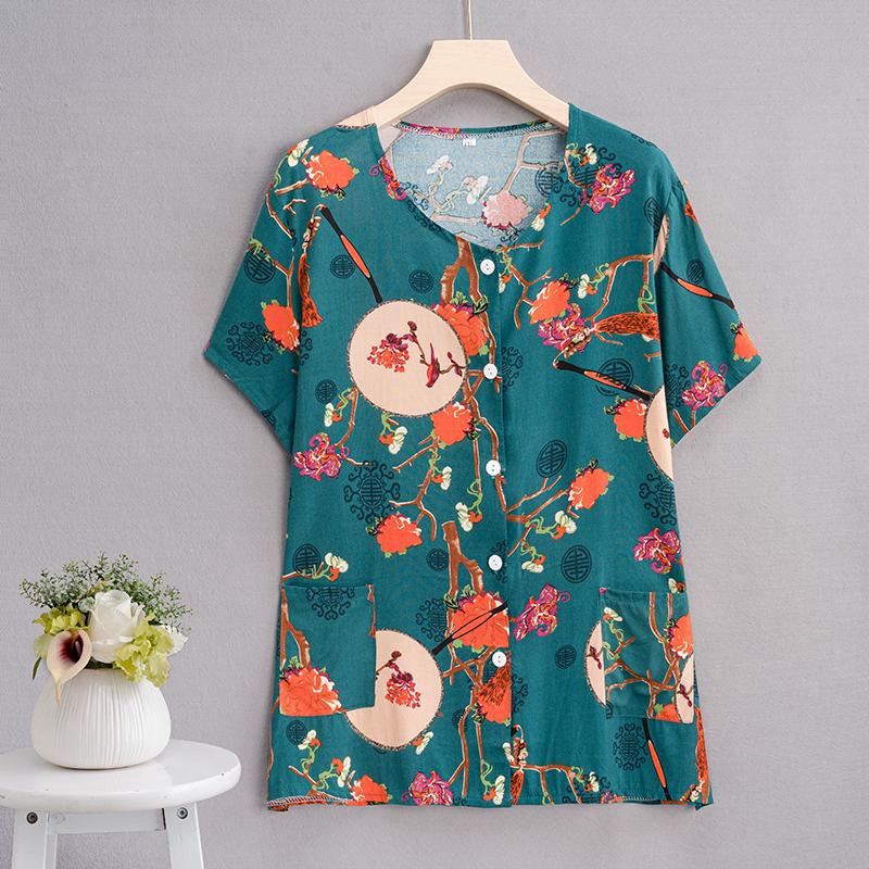 Summer Top Women Cardigan Thin Short Sleeve Plus Size Women's Blouse Summer Loose Vintage Clothes