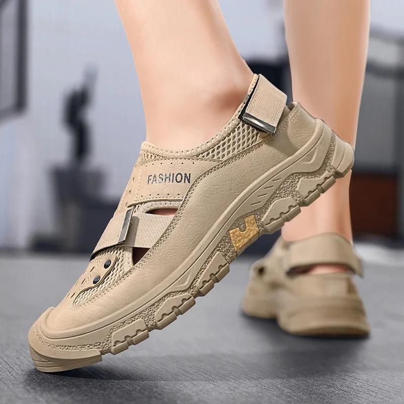 Fashion Men Outdoor Summer Sandals Mens Mesh Water Sports Shoes Sandal Flats 2025 Male Hiking Sandalias Hollow Breathable Casual Shoes