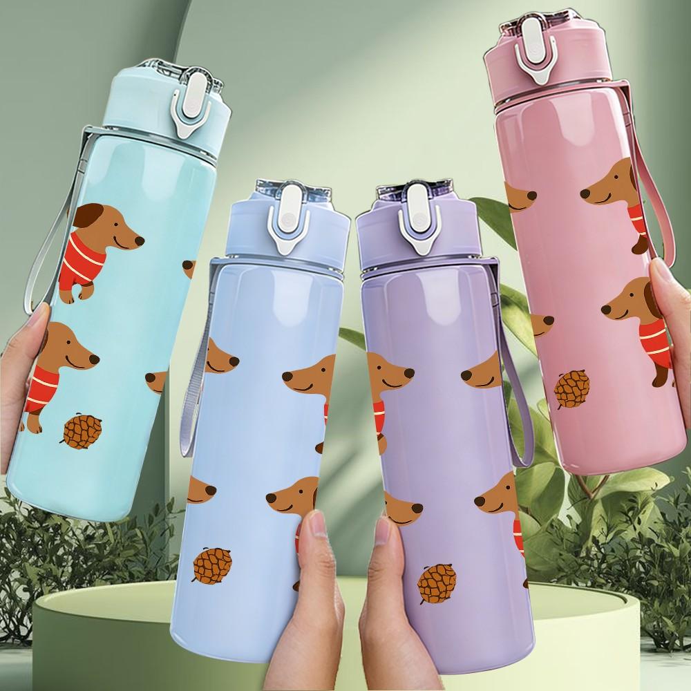 1 Pezzo Costume Maglione Quattro Bassotti 750ml Colore Plastica Borraccia Sportiva Anti-perdita Tappo a Vite con Cannuccia Pieghevole Adatto per Sport Ufficio Uso Domestico