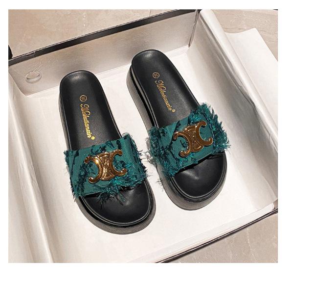 

Сланцы Xiaoxiangfeng женская уличная обувь 2025 новый летний модный универсальный маффин толстая подошва увеличивающие рост женские сандалии 31 зелёный