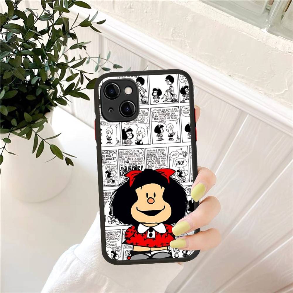 Mafalda Phone Case For IPhone 14 11 12 13 Mini Pro Max 8 7 Plus X XR XS MAX Translucent Matte Cover