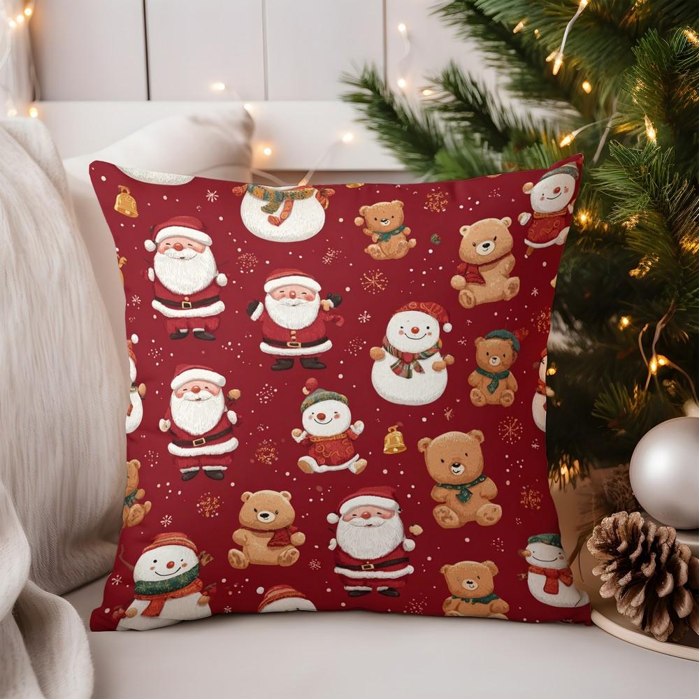 Home Decor Charming Fawn with Holly Wreath Pillow Cover Pattern Cushion Cover Suitable for Sofa Bedroom Car Pillow Cover
