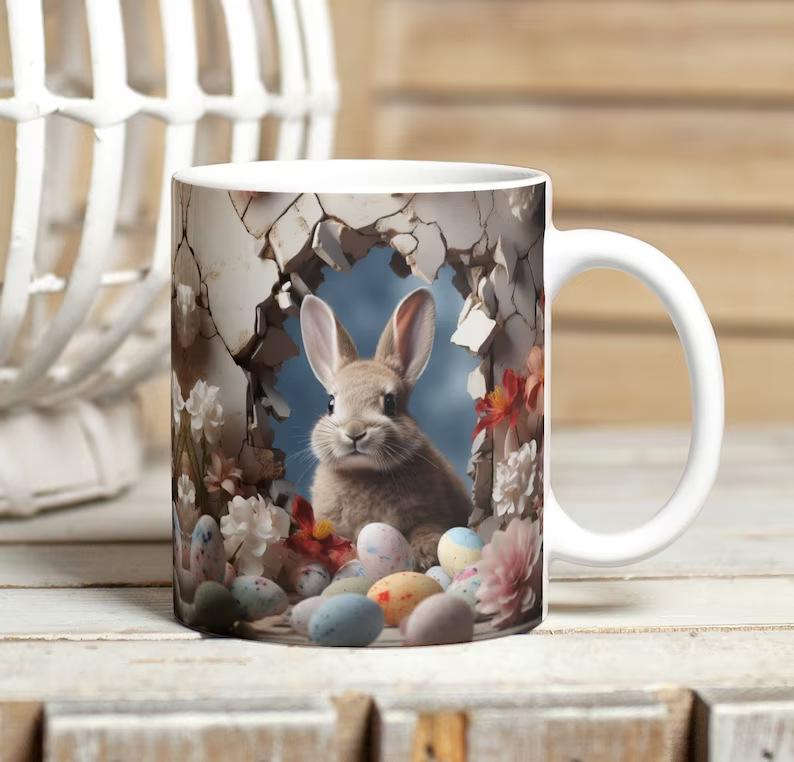 3D Happy Easter Rabbit Egg Egg Ceramic Coffee Mug Tea Cup