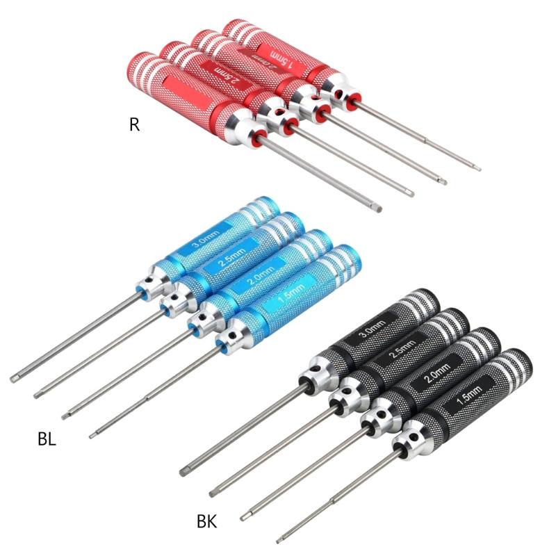 4Pcs/Set Allen Hex Screwdrivers H1.5mm/2.0mm/2.5mm/3.0mm Hexagon Screwdriver for Model Aircraft DIY Hand Tools