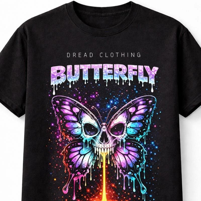 Butterfly Skull Gothic Galaxy Horror Graphic Unisex TShirt S