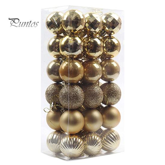 36Pcs 4cm Christmas Tree Color Ball Electroplating Multi Styles Boxed Unbreakable Reusable Scene Layout Plastic Xmas Party Decor Hanging Ball Pendant