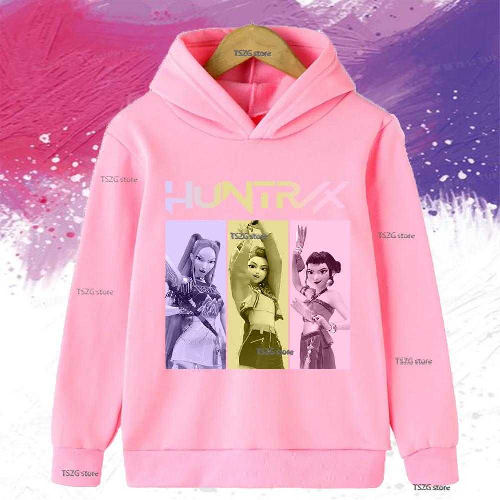 Autumn KPop Demon Hunters Printed Kids Hoodies Boys Girls Clothes Warm Fleece Sweatshirt Casual Children's Hooded Christmas Gift