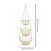 3Tier Hanging Fruit Basket Space Saving Wire for Living Room, Kitchen Boxed