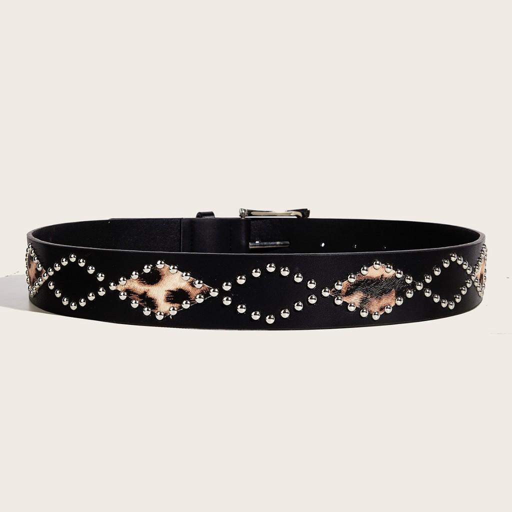 Punk Style Leopard Print Belt With Alloy Buckle For Streetwear Fashion Accessories