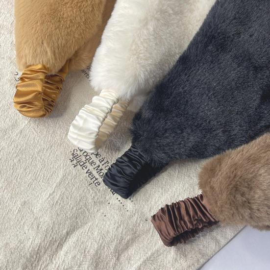 Faux Fur Lined Winter Headband Solid Color Ear Warmer with Elastic Telescopic Straps Earmuff Headscarf