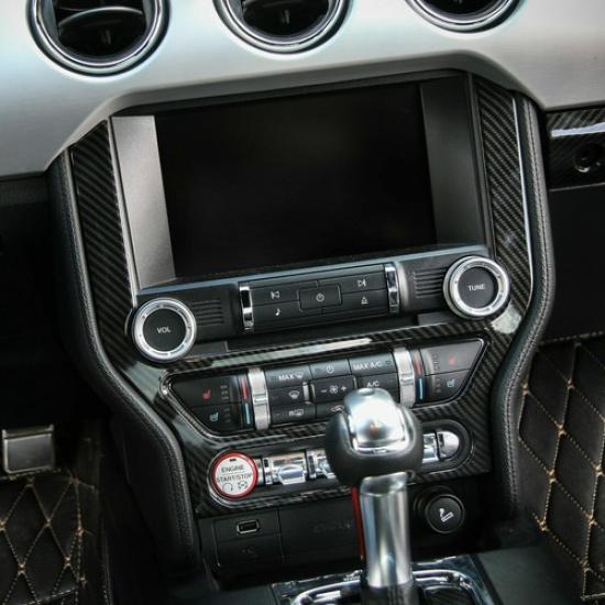 Center Console Navigation Panel Cover Trim for Ford Mustang 2015+ Carbon Fiber
