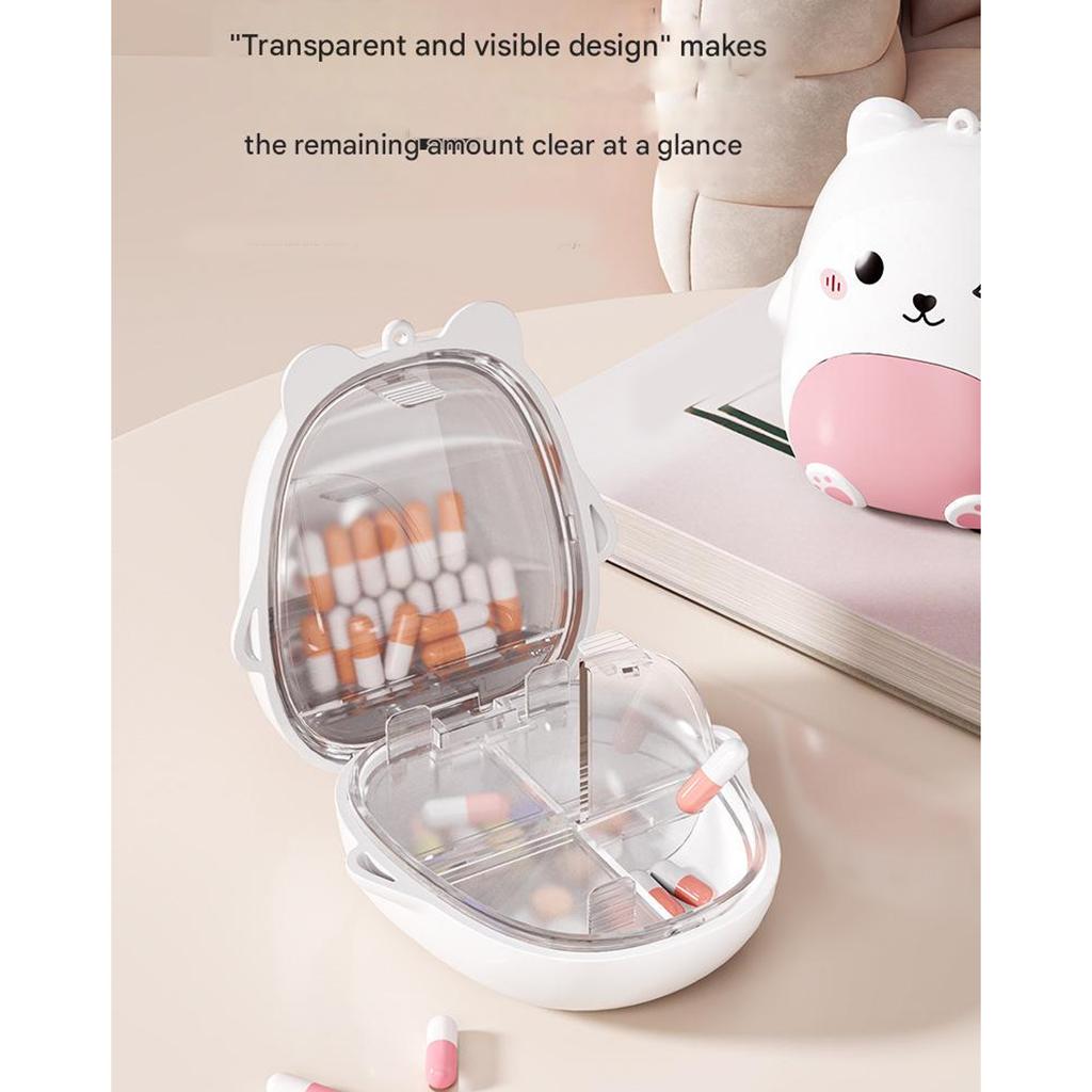 Cartoon Bear Shape Pills Container With Partitioned Storage For Clear Pills Identification Avoid Confusion