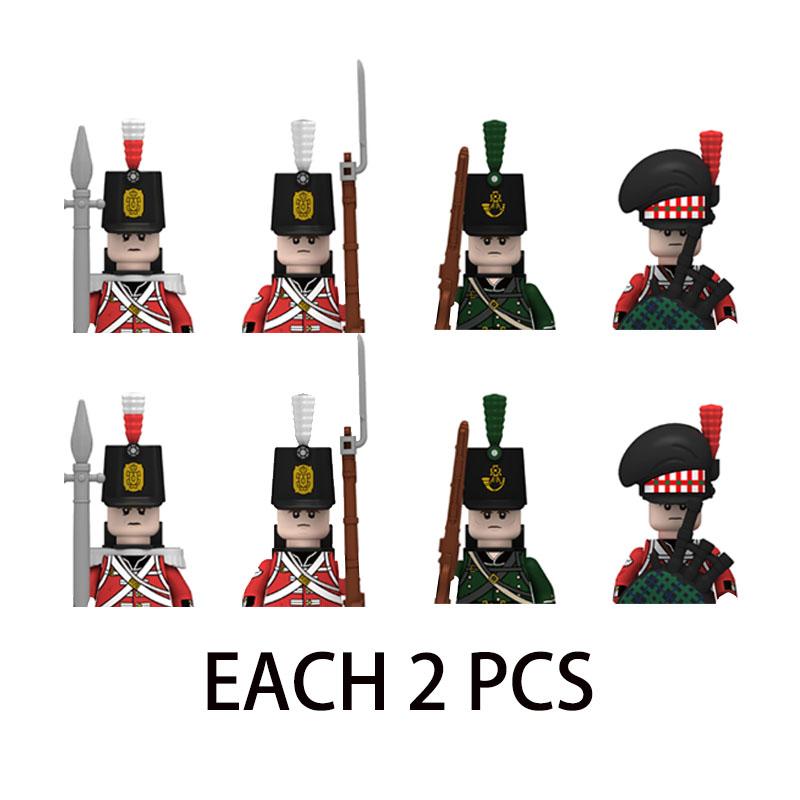 MOC Wojskowy Wojny Napoleońskie Francuski Rosyjski Figurka Armia Klocki Budowlane Żołnierz Broń Pistolety Miecz Plecak Akcesoria Klocek B137