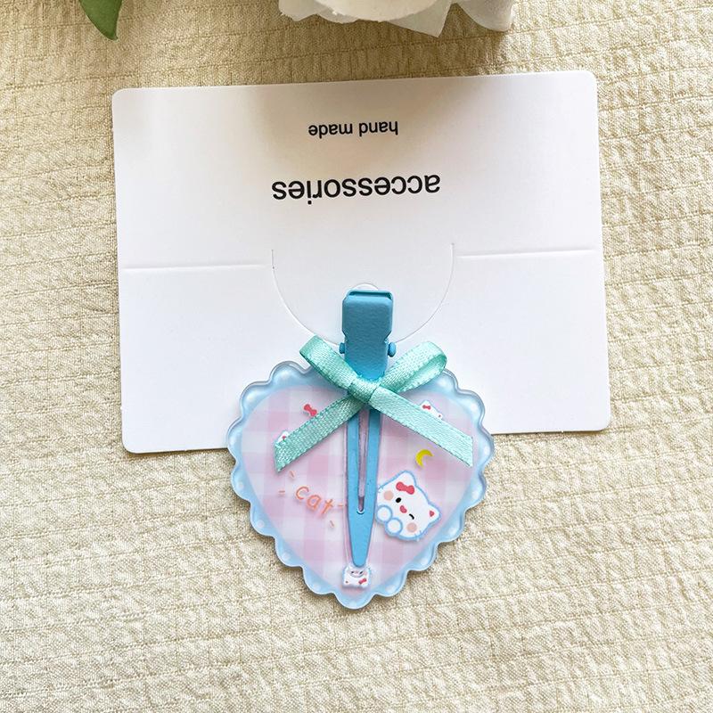 Cute Girl Wavy Edge Heart-shaped Bow Hair Clip Forehead Bangs Side Hair Clip Hair Accessory