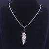 Boho Feather Pendant Male Necklace for Women Men Stainless Steel Silver Color Leaf Chain Jewelry Gift Collar Hombre N3393S01