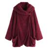 Women's Fashion Solid Color Casual Loose-fitting Fleece Collared  Sleeve Cardigan Jacket