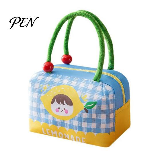 Insulated Cooler for Fruits And Drinks Lunch Bag with Reinforced Handle, Cartoon Pattern Print, Portable Easy To Clean Sack Large Capacity Food