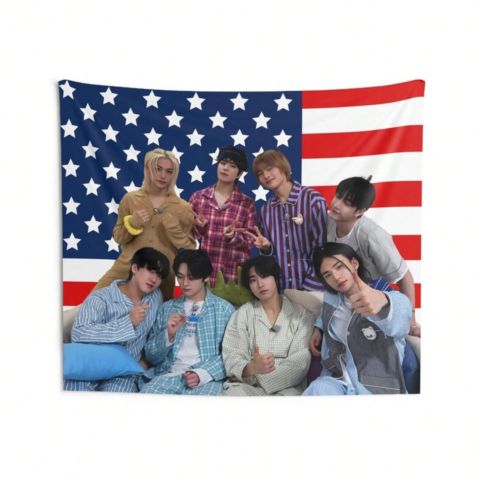 SKZ Members Pajamas American Flag SKZ Mountains SKZ Fan Gift Tapestry 74x94cm(29x37in)
