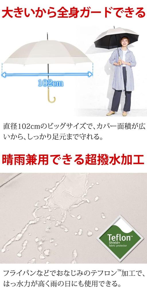 Sun Fully Long Rain and 8 Black Coating Blocks Reflected Heat Shielding down to degrees Teflon Large 102cm [Radweather] Umbrella, Sun-Blocking,