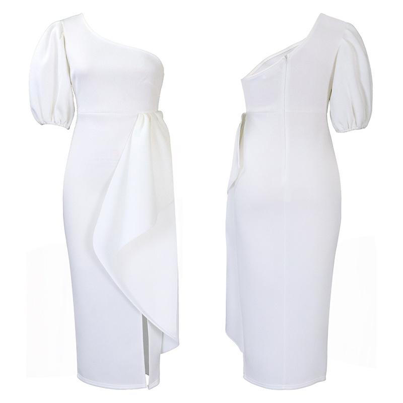 Collar Split Ruffled Dress Sexy Women's Dress Fashion Clothing Diagonal