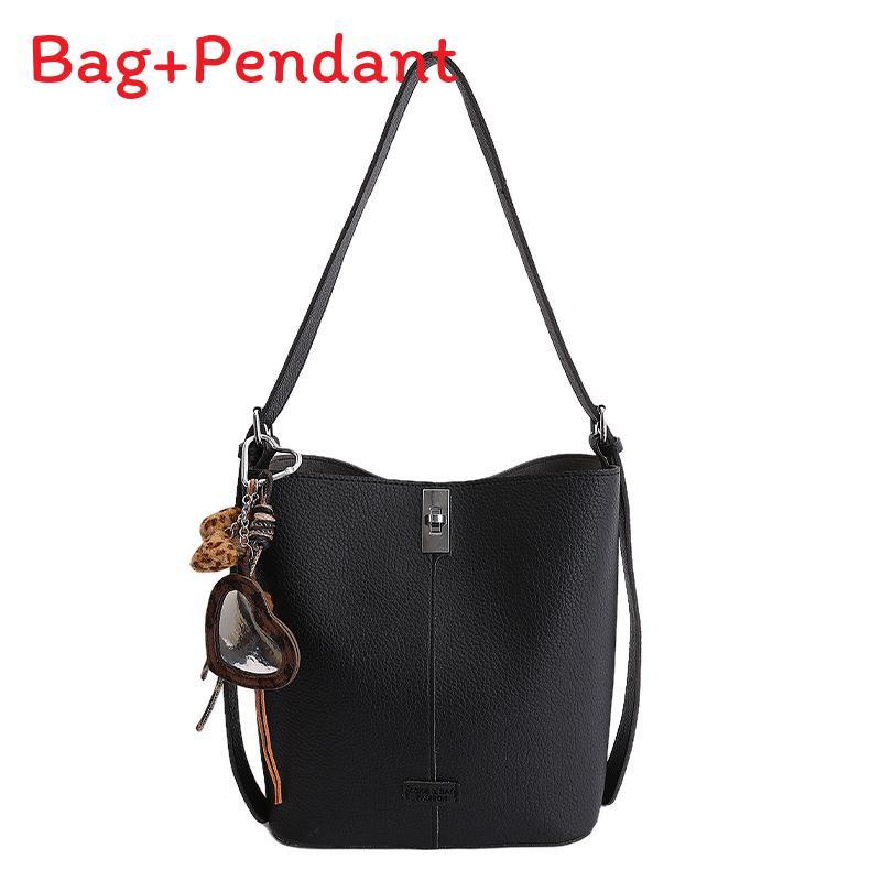 

Pu Retro Fashion Water Bucket Bag For Daily Casual Womens Shoulder Purse чёрный
