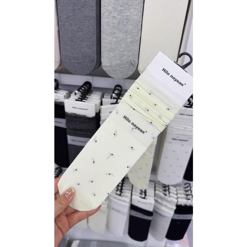 

Женские весенне-осенние носки-цилиндры в горошек, бесшовные, дышащие, кружевные, в балетном стиле, впитывающие пот 1 pair молочный белый