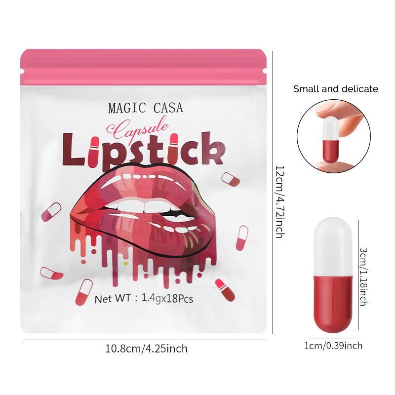 Magic Casa 18-Color Mini Matte Velvet Lipstick Set - Long-lasting & Non-transferable
