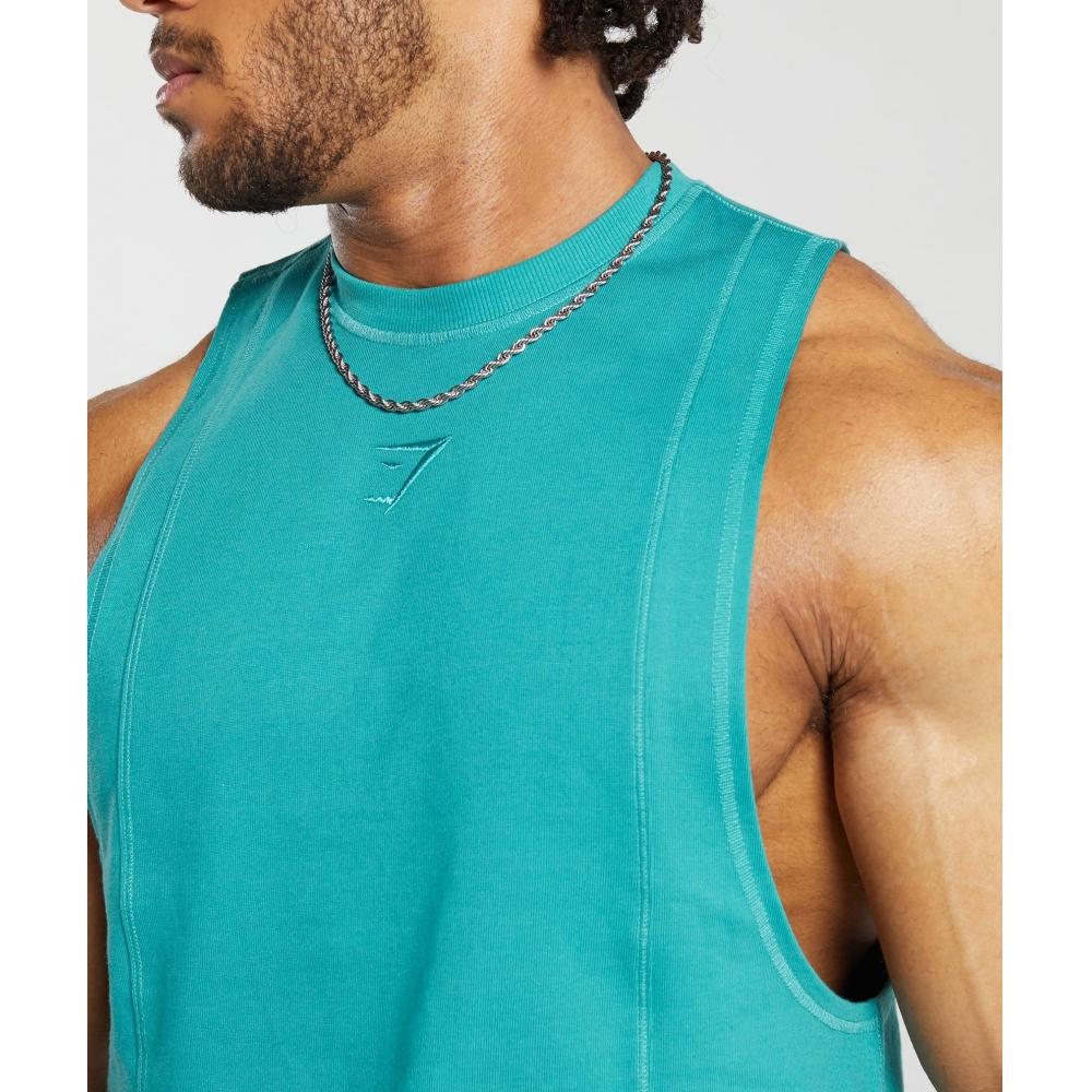 Gymshark Premium Lifting Drop Arm Tank Bondi Teal A5a4w Tbnj