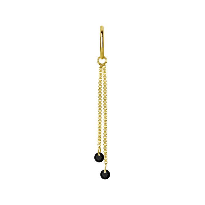 Charm Chain With Black Zircons - Gold - D-071 20 Mm