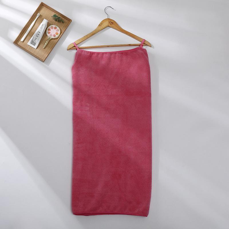 Women's Wearable Polyester-Spandex Coral Fleece Bath Towel - Thickened & Versatile for Summer