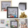 2025 Money Saving Box Wooden Postcard Souvenir Storage Box Clear 2025 Adventure Archive Travel Shadow Box for Friends Family