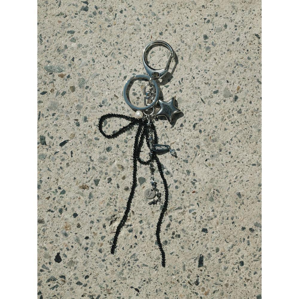 MERRYMOTIVE Black ribbon and star keyring