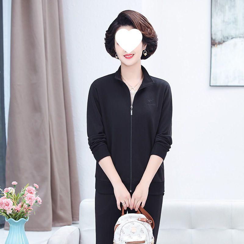 Women's Cotton Sportswear Set: Loose-Fitting, Middle-Aged & Elderly Two-Piece for Spring & Autumn
