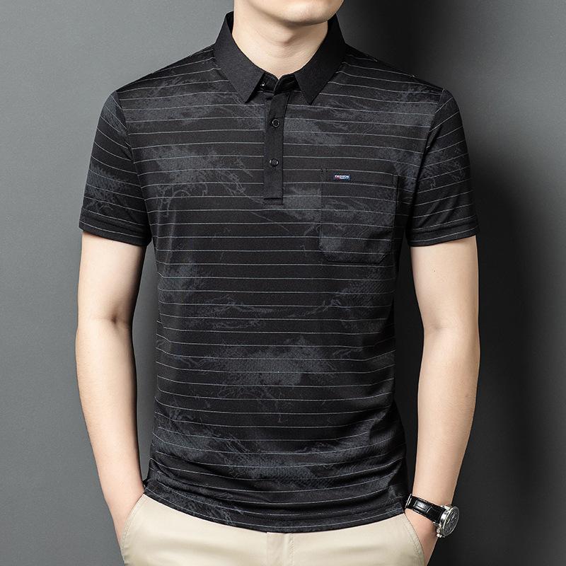 

Рубашка поло Мужская футболка с коротким рукавом Жаккард Деловой Свободный Повседневный Дышащий Топ 4XL