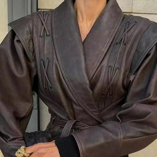 Retro Leather Jacket for Women - European & American Street Style Autumn/Winter Collection