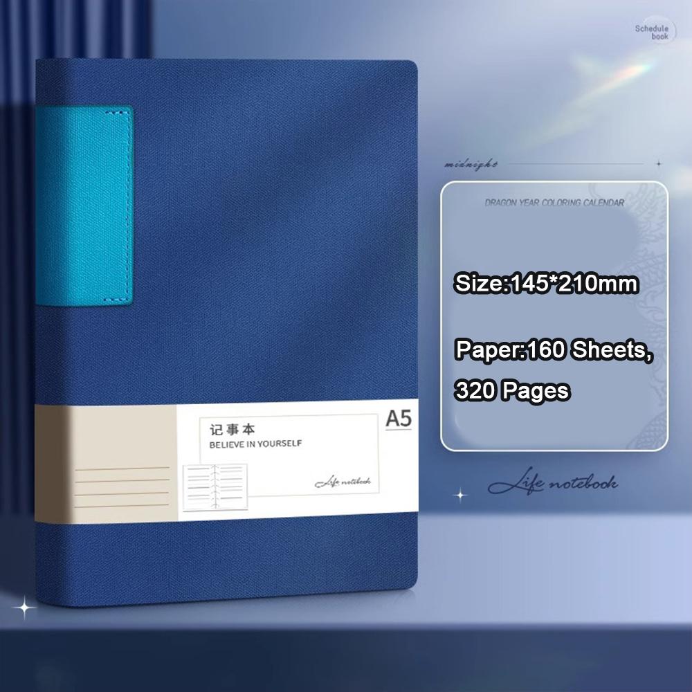 (Logo Can Be Engraved) A5 Leather Student Subject Notebook, Business Meeting Record Book, Thickened Notepad, Office Ledger, Diary