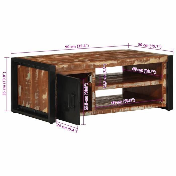 VidaXL Coffee Table Multicoloured 90x50x36 Cm Solid Reclaimed Wood, Side Table, Living Room Table, Accent Table, End Table 4013554