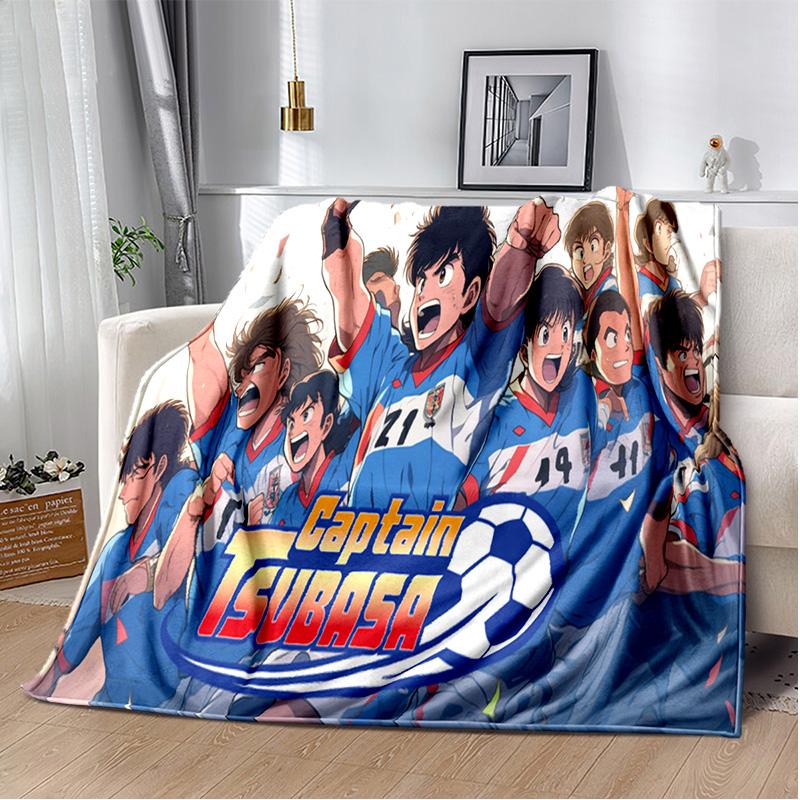 Anime Captain Tsubasa Fußball-Cartoon-Decke, weiche Überwurfdecke für Zuhause, Schlafzimmer, Bett, Sofa, Picknick, Reisen, Büro, Decke, Kind