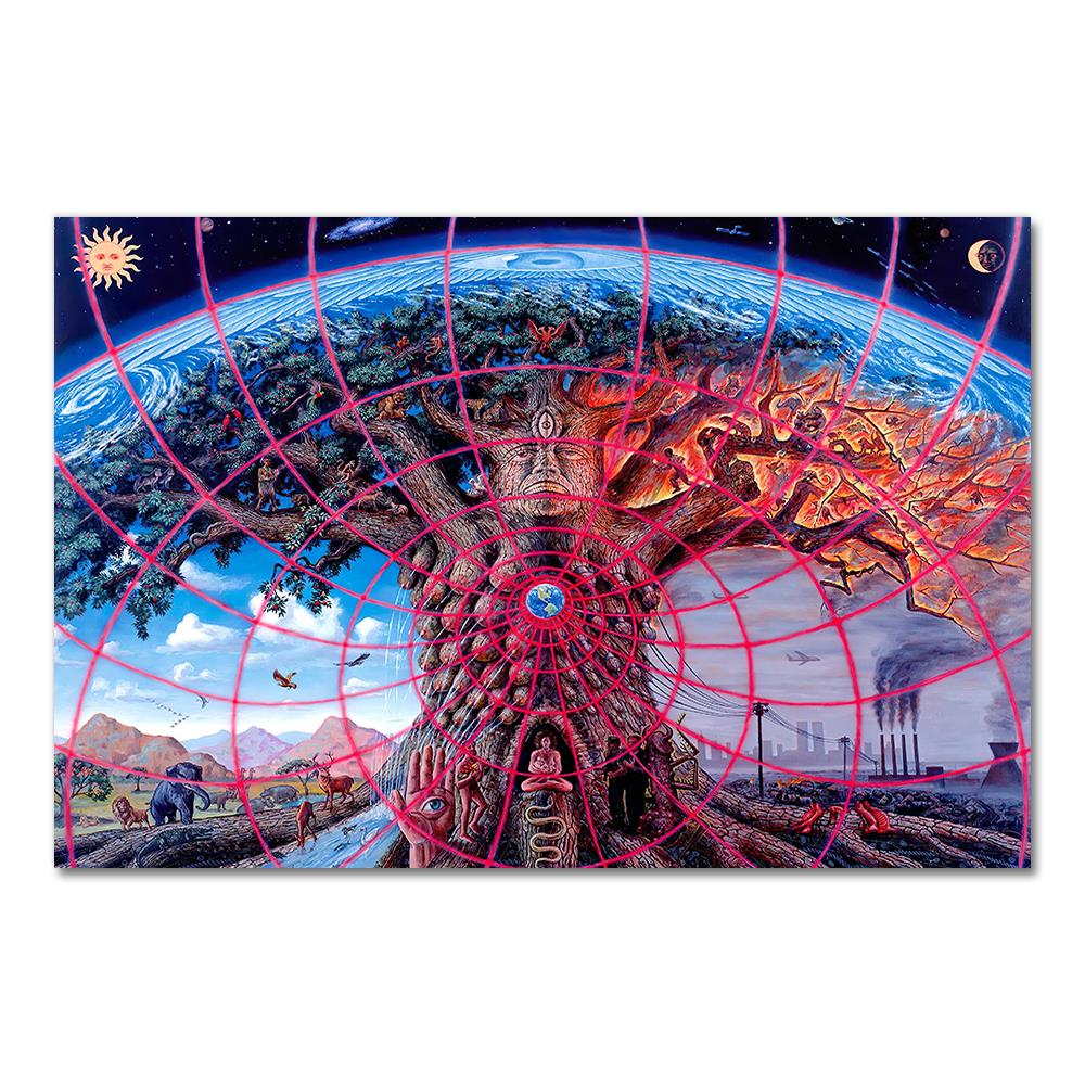 Alex Grey Psychedelic Trippy Tree Life Modular Pictures Modern Home Decoration Wall Art Canvas Prints Painting Bedroom Poster