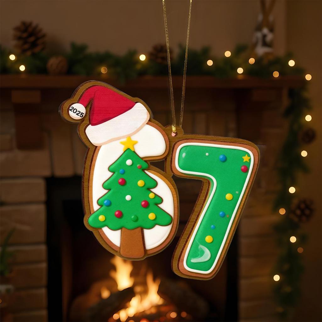 67 Style Christmas Trees Ornament 2D Flat Acrylic Funny Reusable Christmas Decor 67 Meme Pendant Holiday Decorations Hanging