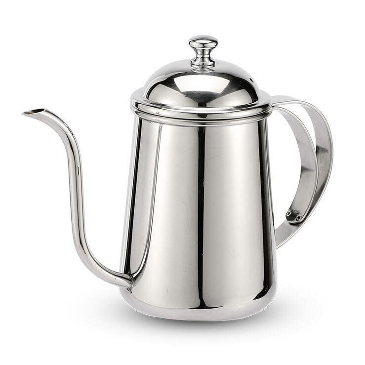 FUN COFFEE Drip Pot, Direct Heat, 650ml, Coffee Kettle, Coffee Kettle, Camping, Small, with Lid, Stainless Steel, Narrow Mouth (co-0001-1)