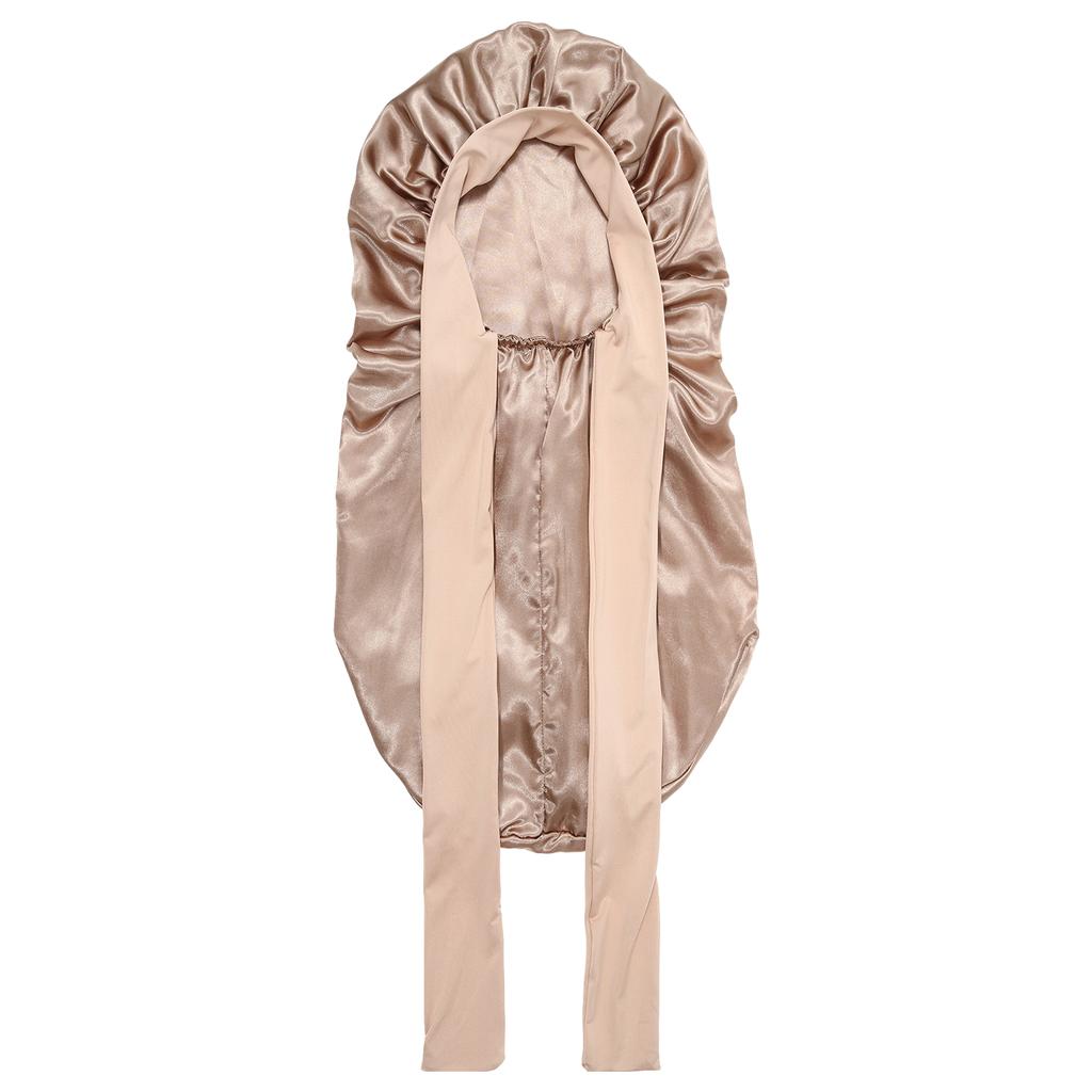 Long Sleeping Silky Satin Adjustable Hair Bonnet with Ties Solid Color Stretchy Sleep Cap for Women Long Hair and Braids