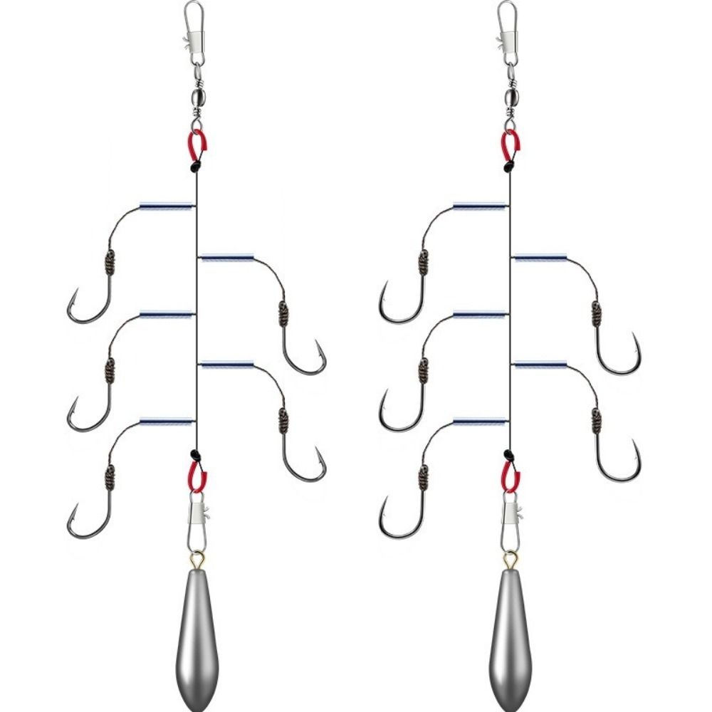 5pcs Durable Aluminum Alloy Anti-Tangle Fishing Hook Set Sea Rod Hooks  Sea Fishing