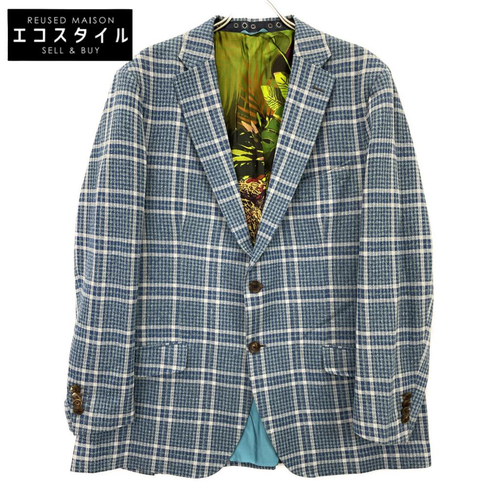 ETRO 2021 1187Q Blue Jacquard Print Lining 2B Tailored Jacket Jacket 60 blueUsed