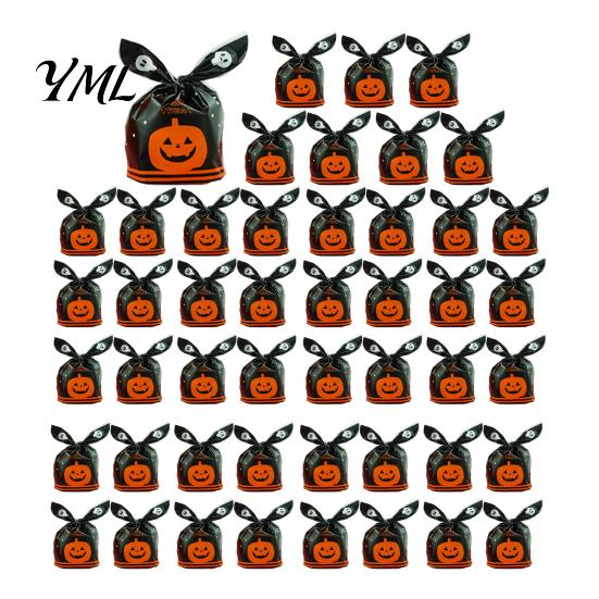 Clear Plastic Snack Pouches for Retail 48 Pcs Halloween Candy Bags, Kids Trick or Treat Goodie Cute Rabbit Portable Bags School Events Ear Small Gift