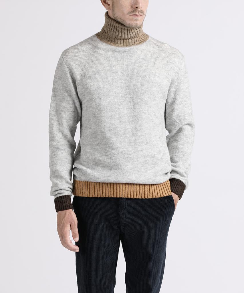 PANICALE Gray Contrast Turtleneck Knit