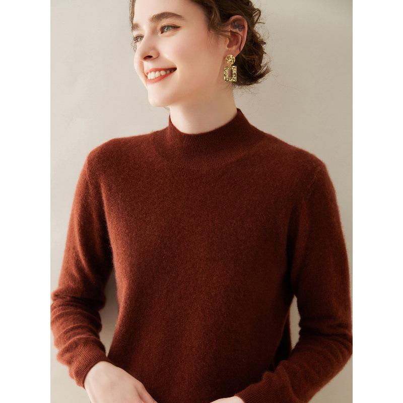 Cashmere Autumn/Winter Half-High Neck Women's Classic Loose Pullover Sweater