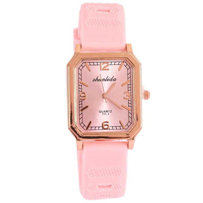 Exquisite Fashion Ladies Watch Rectangle Casual Silicone Strap Quartz Watch Schoolgirl Watch