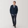 MUJI Men's Washable Wool Mid-Gauge V-Neck Cardigan, Dark Navy, Size AA0PHA4A, Size XS